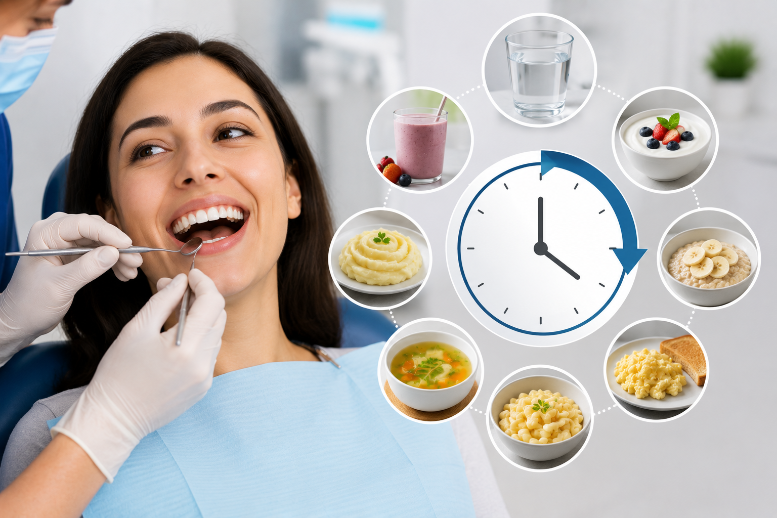 how long after a dentist cleaning can i eat​